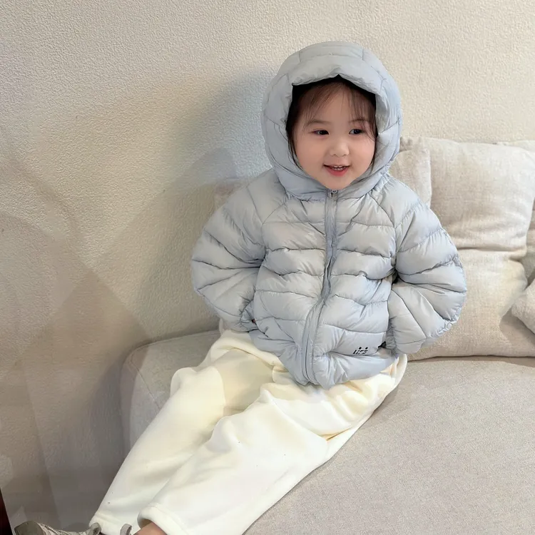 小思家女童2025秋季新款韩版休闲百搭纯色连帽棉服外套休闲裤套装