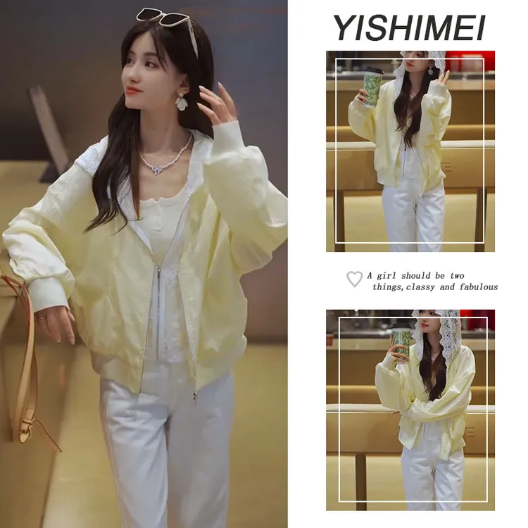 套装女装爆款2025新款春季时尚带帽上衣假两件百搭修身裤子两件套