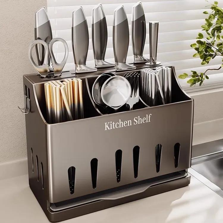 不锈钢壁挂刀架置物架2024新款厨房筷子笼筒放菜刀一体刀具收纳j