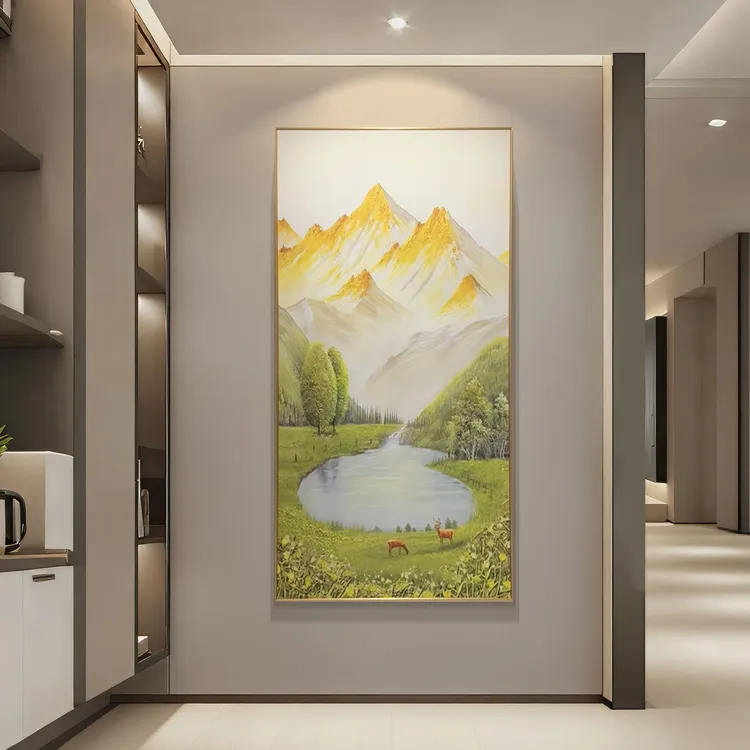 SANYI三亿家金山聚宝盆风景山水玄关装饰画肌理感入户壁画
