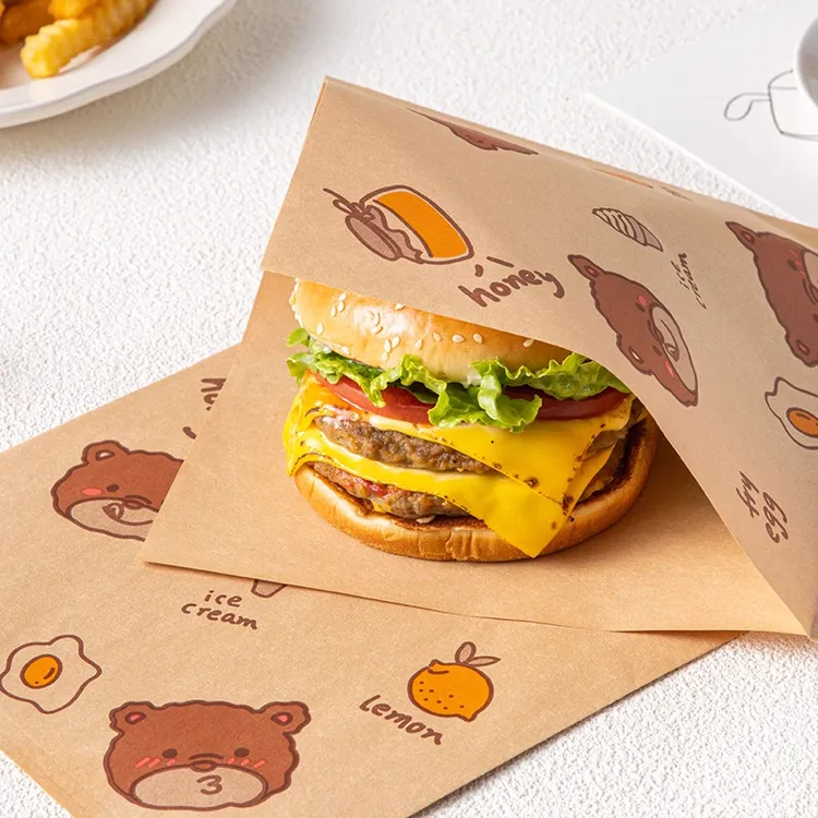汉堡包装纸袋一次性食品防油三明治手抓煎饼早餐灌鸡蛋麻糍肉夹馍
