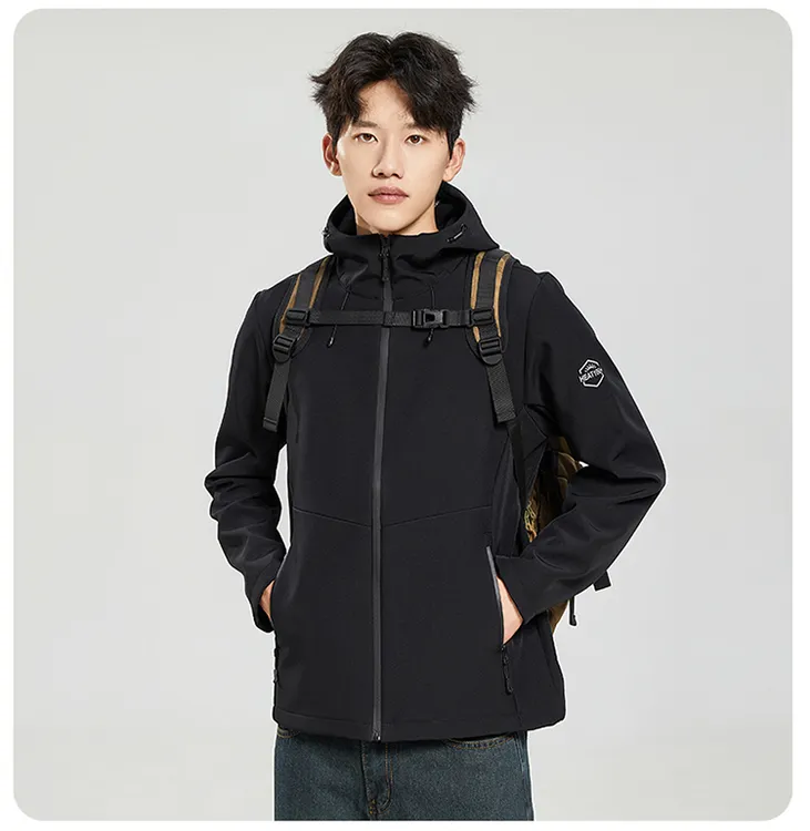 【24888男款】秋冬软壳防风防水户外登山加绒保暖冲锋衣春秋男士