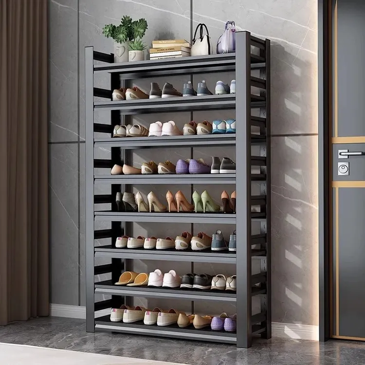 家用钢制鞋架门口落地多层置物架铁艺简易鞋架子玄关入户门后鞋柜