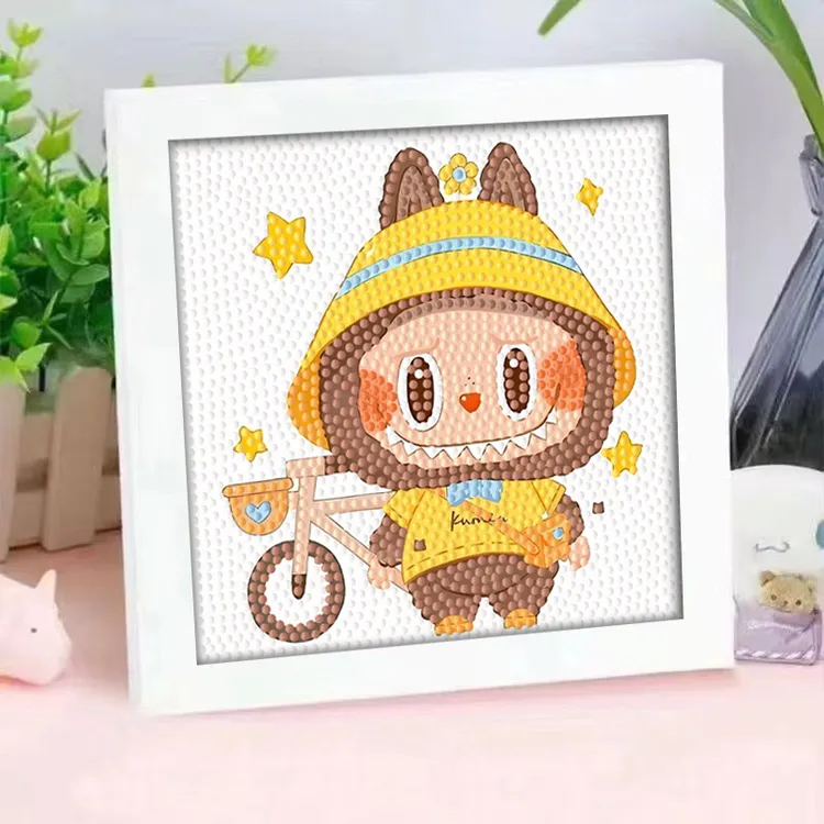 labbu钻石贴画diy跨境手工画卡通玩具带框点钻画儿童钻石画批发