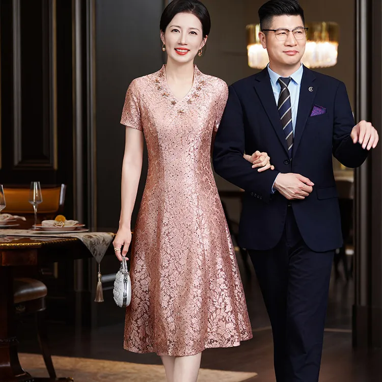 5971高端大气上档次喜妈妈礼服婚宴装年轻气质独特中式旗袍A字裙