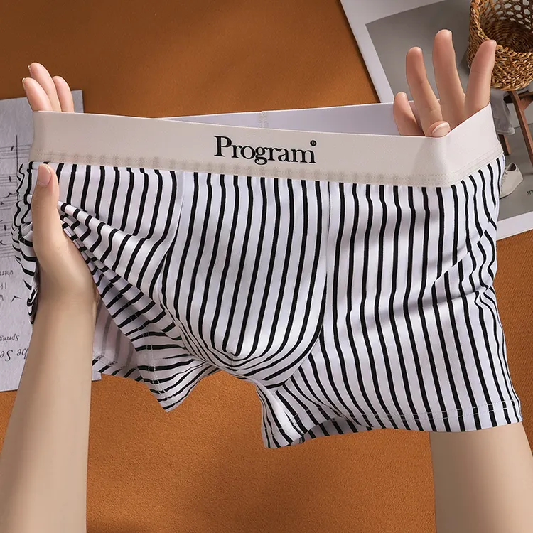 条纹男士内裤棉质平角底裤衩男生个性中腰舒适透气亲肤四角裤头
