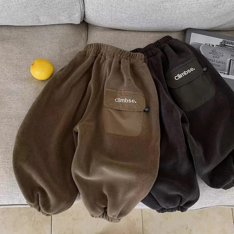 儿童长裤2025秋冬新款男童双面奥粒绒休闲裤宝宝冬季加厚运动卫裤