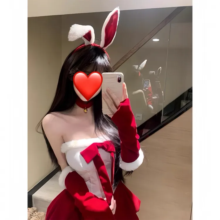 【枕小眠】【圣诞兔宝】圣诞节穿搭带胸垫性感红色连衣裙外穿战袍抹胸
