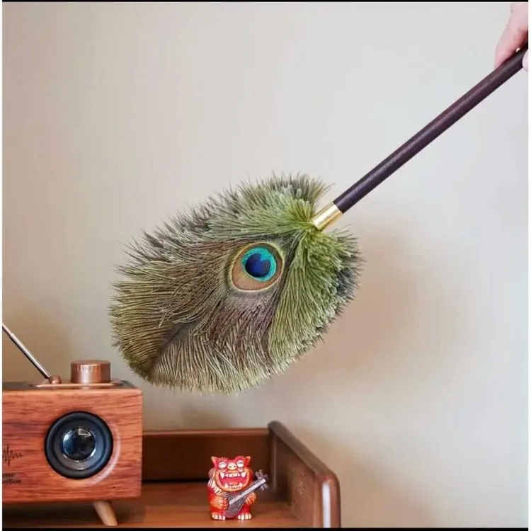 孔雀鸵羽掸家用除尘清洁摆件防静电不掉毛新款手柄高档装饰品LQ