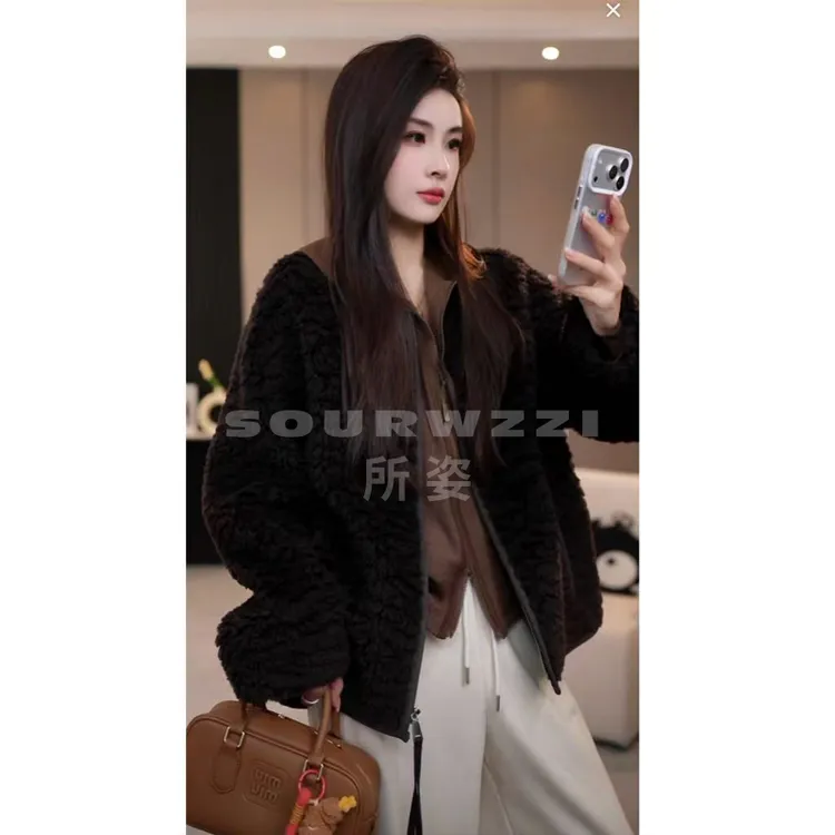SOURWZZI/所姿新款设计师气质加厚休闲女士羊毛外套SZ-25530