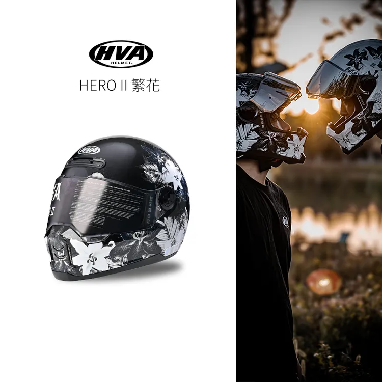 HVA复古HERO男女款冬季摩托全盔3C认证复古头盔摩托头盔蓝牙巡航
