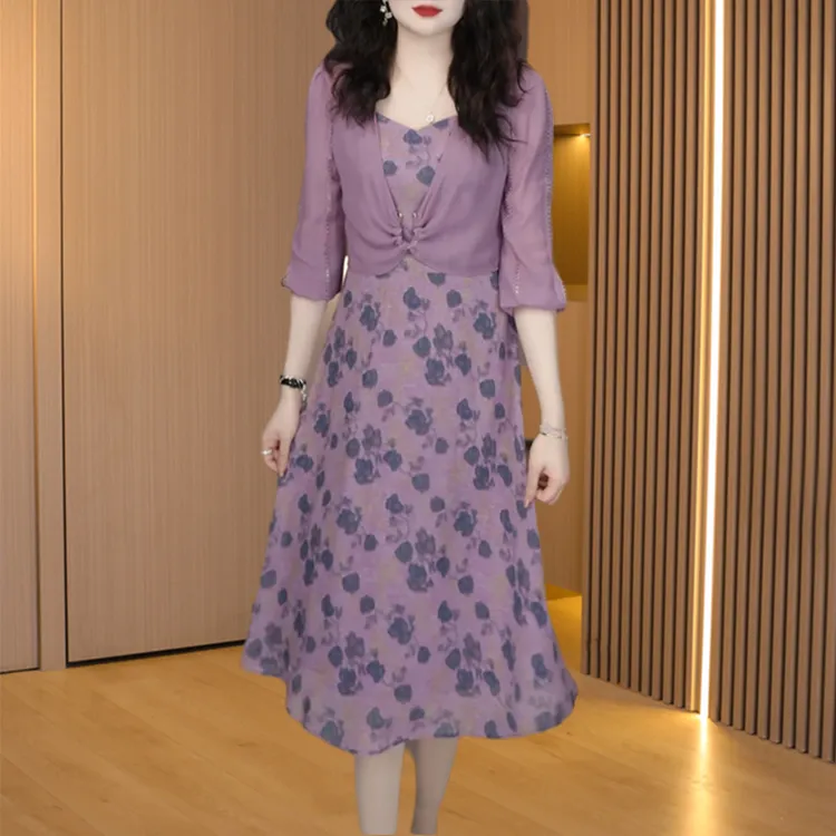 【可蓓儿】假两件连衣裙2025新款春季高级感女今年流行漂亮碎妈妈装