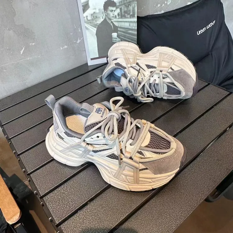 港风复古老爹鞋女款2025秋季新款网面透气显脚小休闲运动鞋子