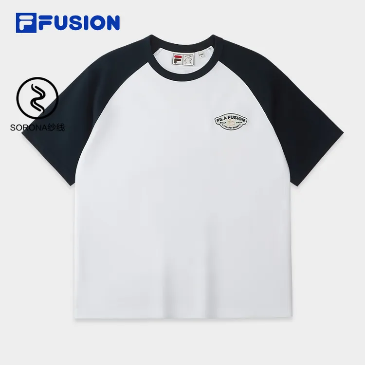 FILA FUSION|潦草小狗联名系列情侣夏季新款宽松撞色百搭短袖T恤