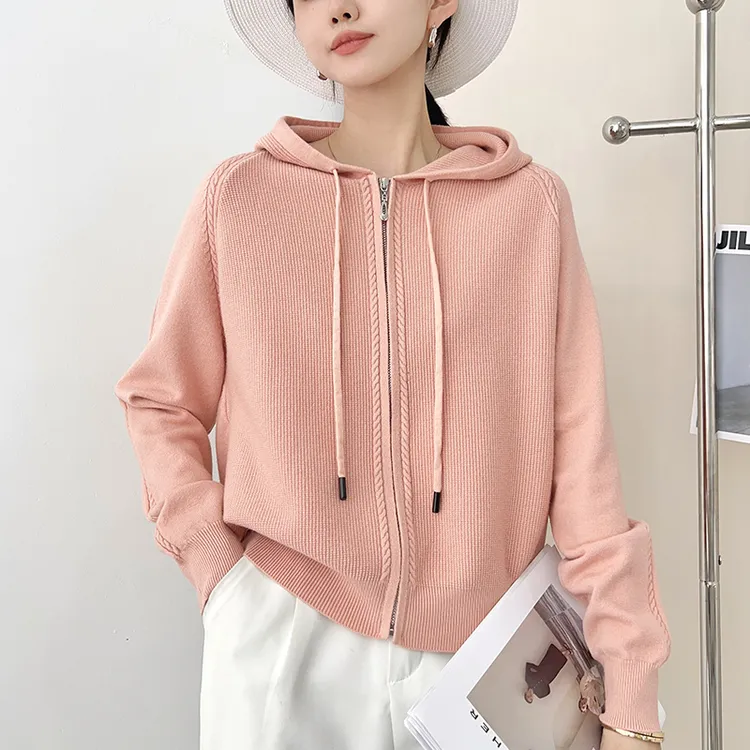 时尚休闲连帽针织卫衣外套春秋短款女装2025新款漂亮洋气毛衣开衫