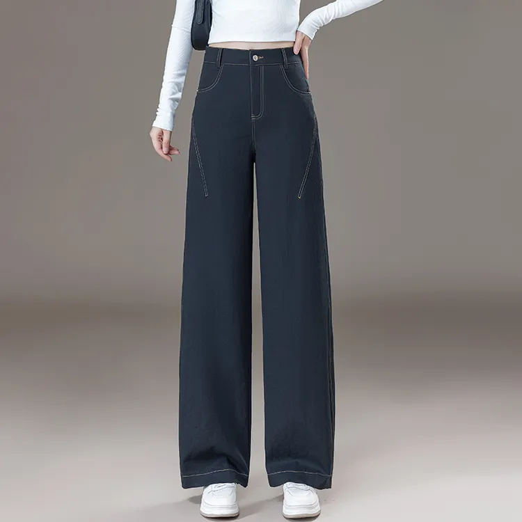 弯刀裤0g高腰休闲裤长裤宽松阔腿裤女春秋梧桐裤显瘦外穿温婉风