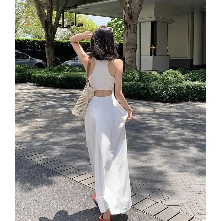 修身气质吊带连衣裙高级感漏腰工字背心2025夏季新款小众设计长裙