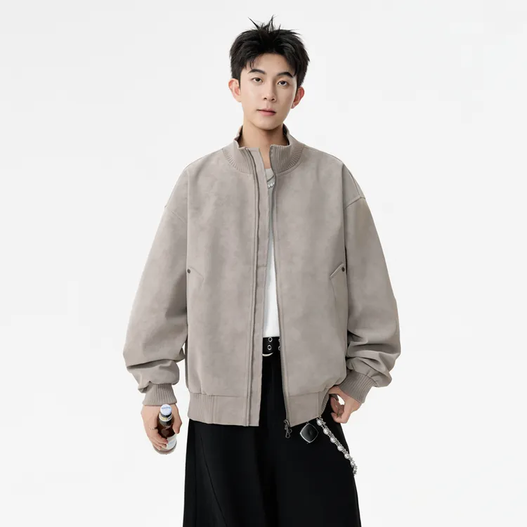 美式cleanfit铆钉夹克男款秋季潮牌痞帅扎染PU皮衣复古机车服外套