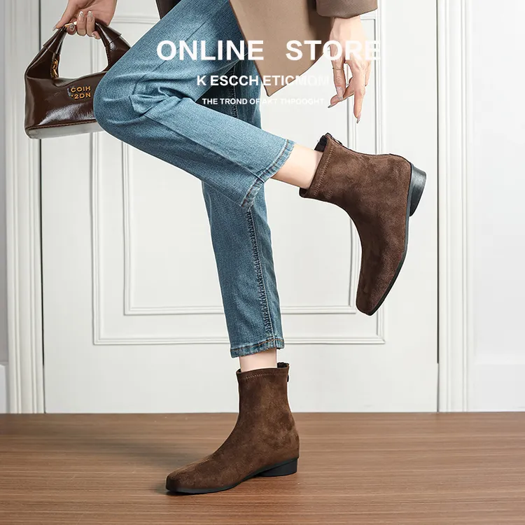 新款网红2025弹力瘦瘦靴隐形内增高软底软面百搭久站不累脚加绒