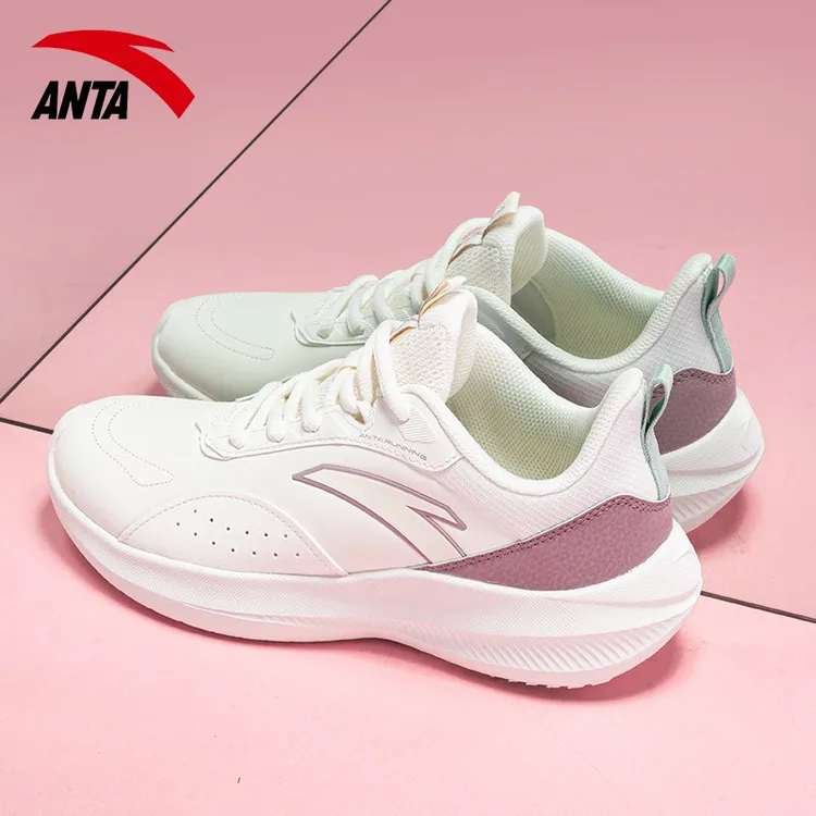 【皮面款】安踏女鞋跑步鞋官方正品秋季女款皮面防泼水休闲运动鞋女