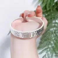 999.9银三面碎冰冰莲花吉言手镯