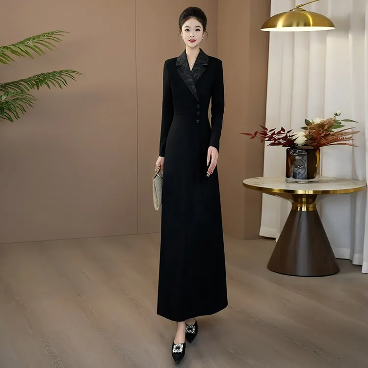 秋冬加厚高端优雅简约气质连衣裙2025新款遮肉显瘦大摆长裙209