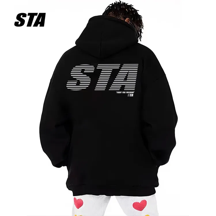 STA国潮400克重连帽卫衣重磅男女同款春秋男上衣国潮男女款