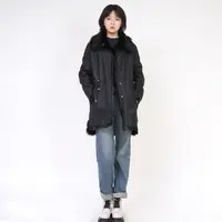 托斯卡纳皮毛一体外套黑色中长款百搭休闲简约 18871