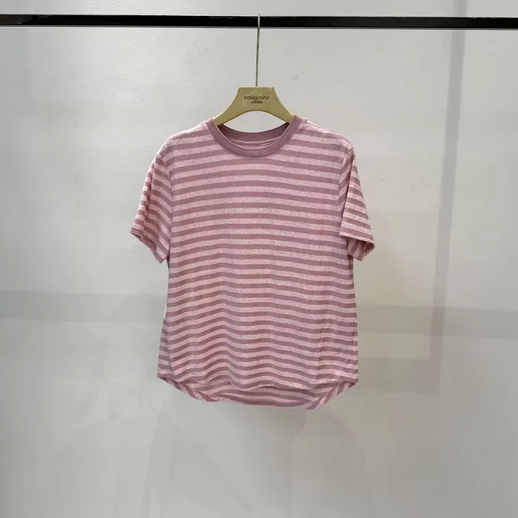 【麦丝】休闲时尚百搭宽松显瘦 圆领条纹女士T恤 FG-3380
