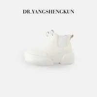 杨圣坤2025新品里外全羊皮粗跟弹力短靴马丁靴烟筒靴B2592369