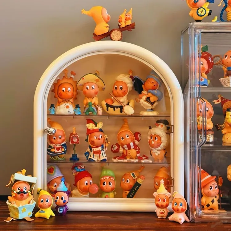 盲盒收纳展示架陈列柜手办柜防尘展示盒透明免安装玩具娃娃收纳柜