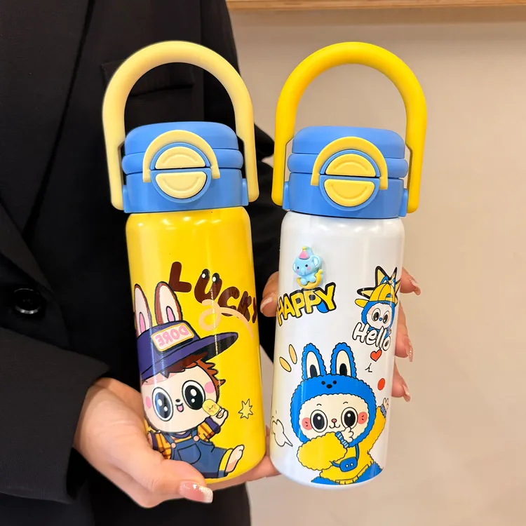 儿童保温杯男女孩上学专用水杯2025新款高颜值幼儿园手提双饮杯子