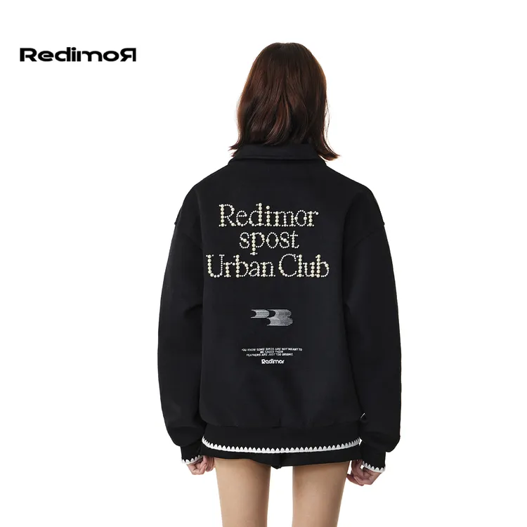 REDIMOR美式球服男女秋季钉珠夹克休闲宽松情侣外套253RZ1300