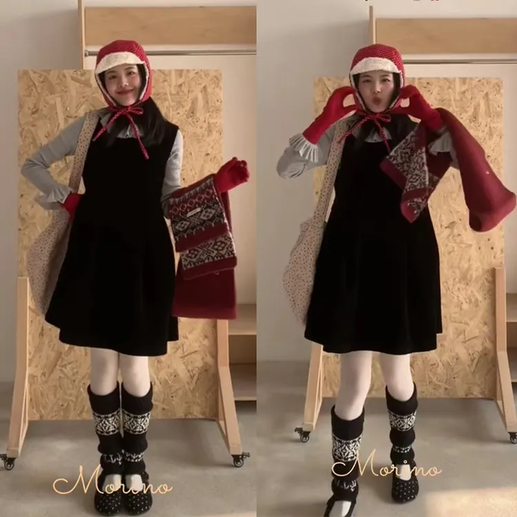 2026早春新款一整套女装韩系百搭长袖上衣背心连衣裙两件套装