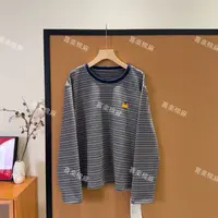 喜樂   2025纯棉圆领拼色条纹南瓜套头T恤打底衫秋季新款时尚休闲