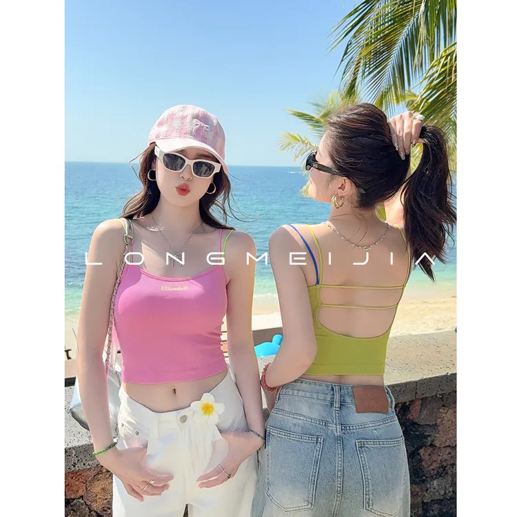 带胸垫一体小吊带女内搭2025夏新款辣妹独特绝美背心外穿打底上衣