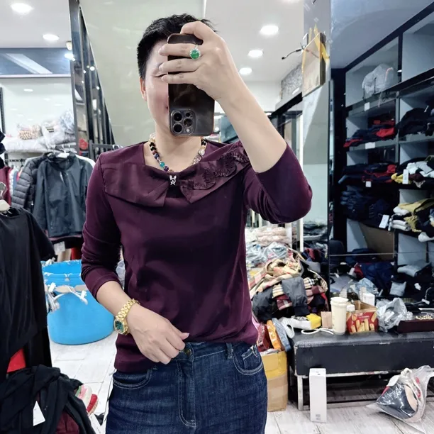 秋品新款精梳棉露纱肩3色百搭淑女上衣69038欧美