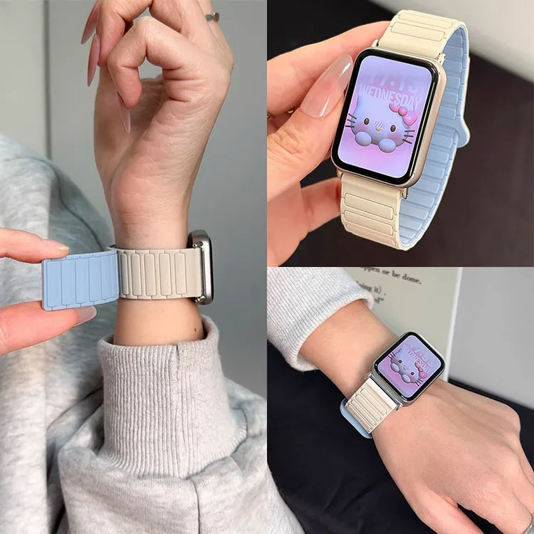 张婧仪同款小米9pro手表表带8适用红米watch4/5装甲硅胶磁吸表带