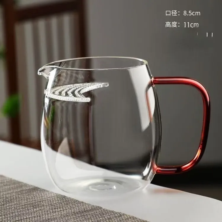 高硼硅玻璃月牙公道杯大容量玻璃一体茶水过滤公道杯绿茶杯