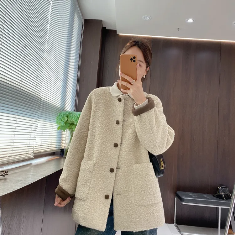 IMFLY金小金自制女装 90鸭绒羽绒服DYW10263韩系圆领宽松毛毛外套