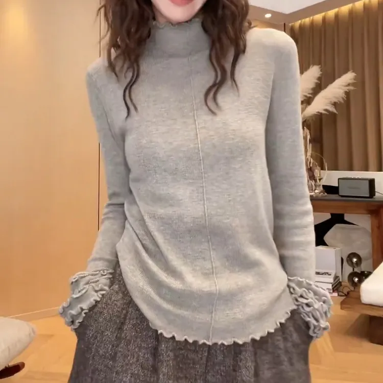 【花边袖针织衫 】新款百搭休闲显瘦打底LK2508589