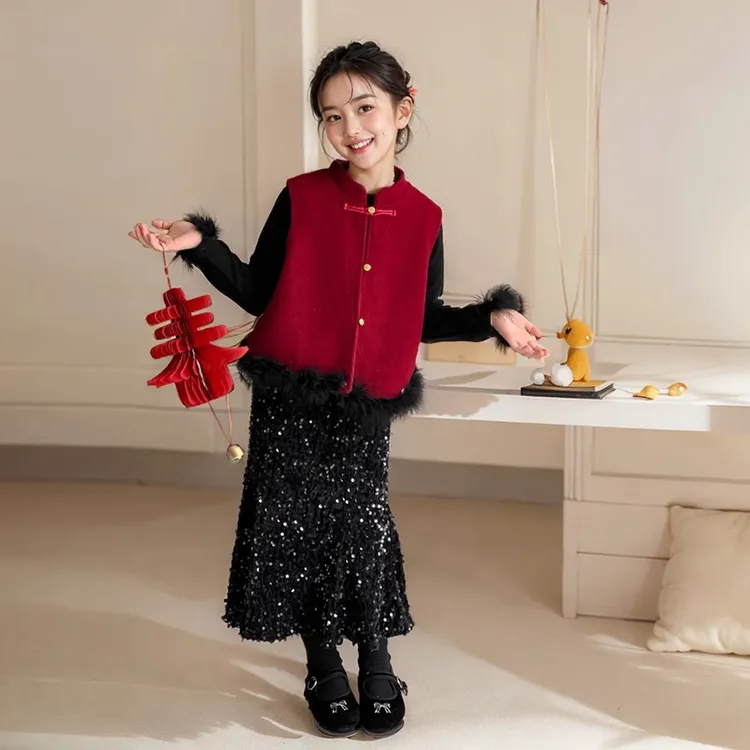 拜年服女童冬季2025新款小女孩新中式唐装国风汉服儿童过年服礼服