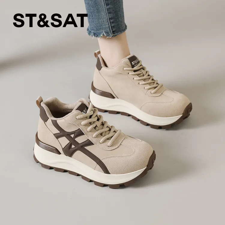 星期六运动德训鞋女款2025新款秋冬季户外休闲鞋明星同款厚底女鞋