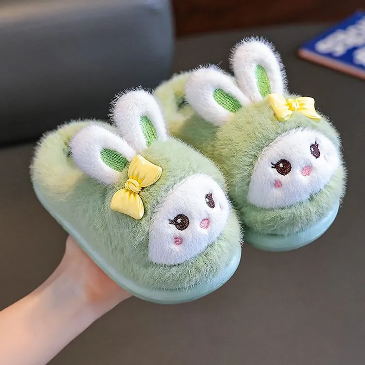 儿童棉拖鞋2025冬季男女童兔子可爱软底保暖居家防滑小孩毛毛拖鞋