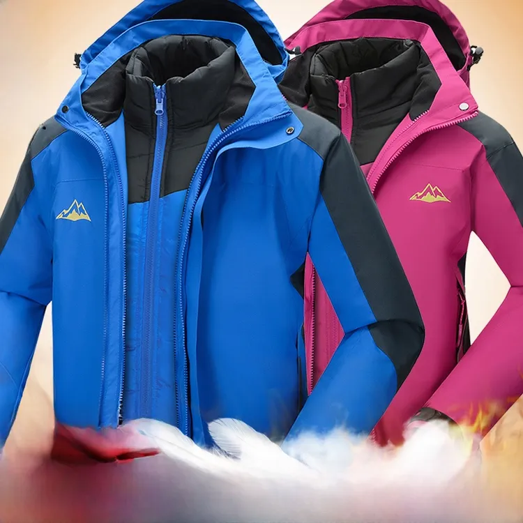 北面黑标冲锋衣男三合一两件套加绒加厚潮牌冬季羽绒保暖可拖鞋