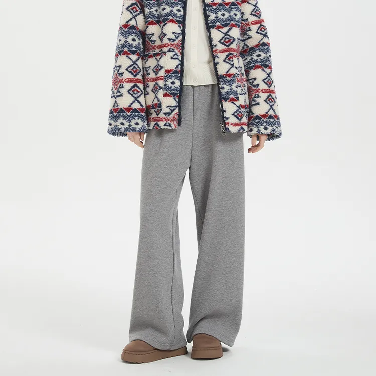 Petit Bari 高腰抽绳软糯加绒休闲长裤 