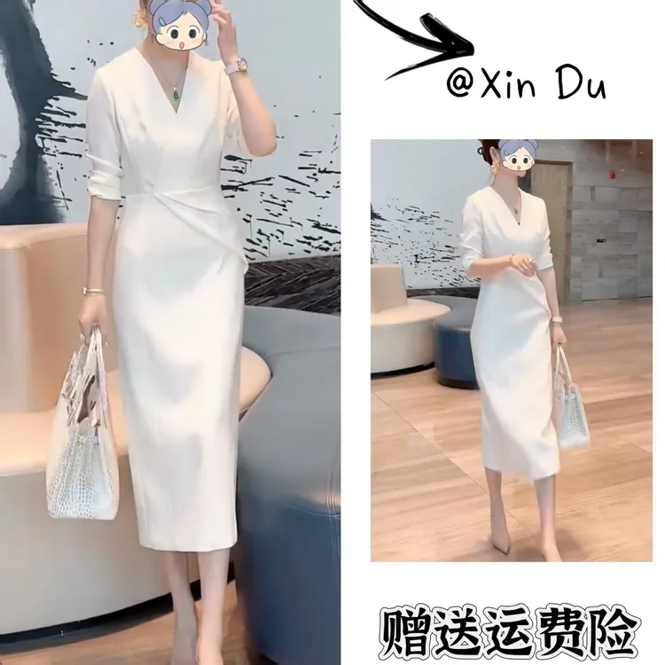 2025秋季新款时尚显瘦气质女士网红洋气连衣裙百搭款D23392