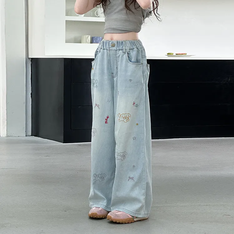裤子天丝牛仔防蚊裤夏季薄款阔腿直筒裤儿童夏装2025新款大女童装