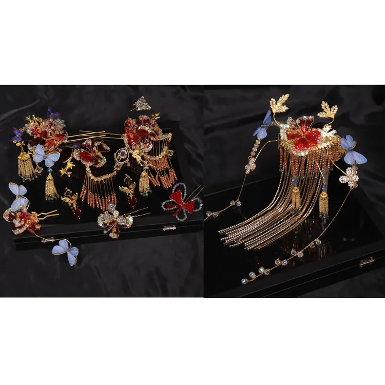 z8279新款红金蓝百搭大气秀禾古风新娘结婚新娘头饰