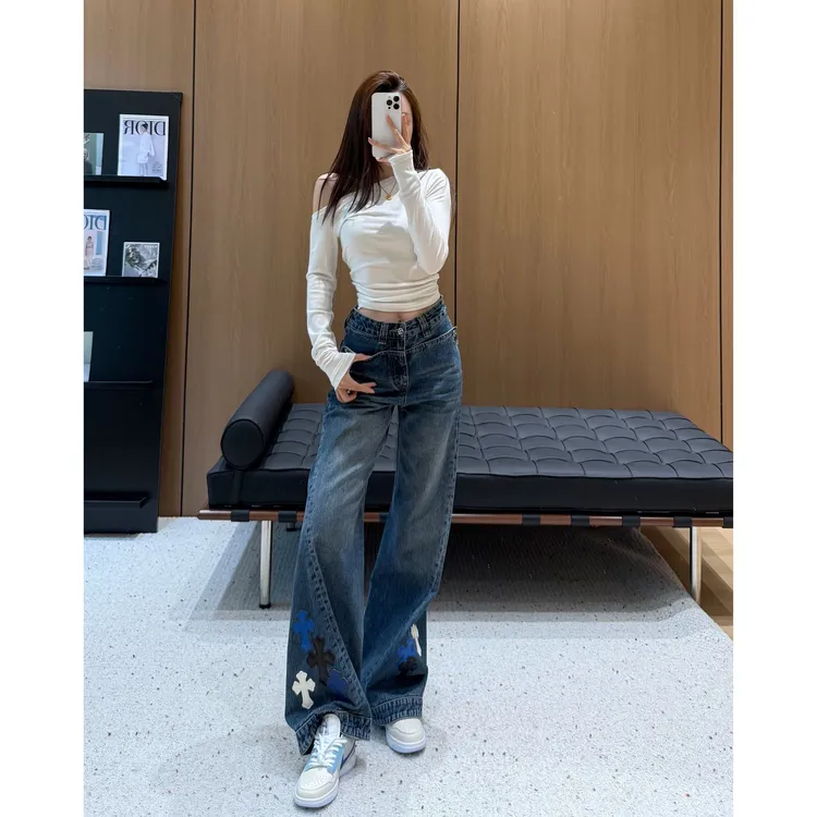 【SEVENWANG】25 |罗家贴皮结构感显瘦直筒牛仔裤9805